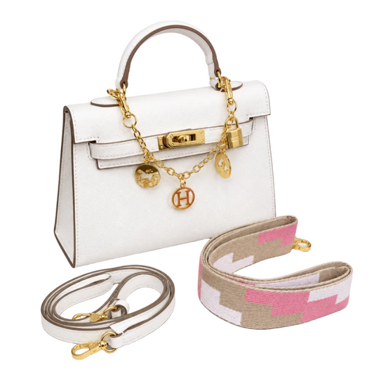 Elegant White Top Handle Satchel Bag 22*25