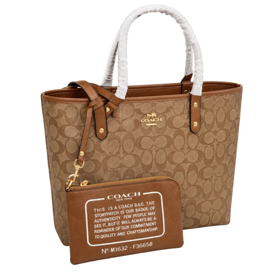 Coach Signature Canvas Tote Bag with Pouch – Brown 30*41