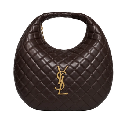 YSL Quilted Hobo Shoulder Bag – Dark Chocolate Brown 45 × 33