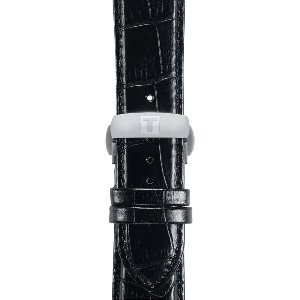 TIS Analog Black dial Black Leather Chronograph