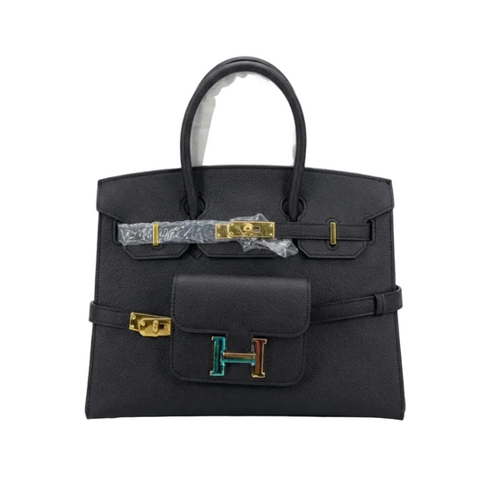 Black Birkin Style Handbag with Mini Wallet 30*25