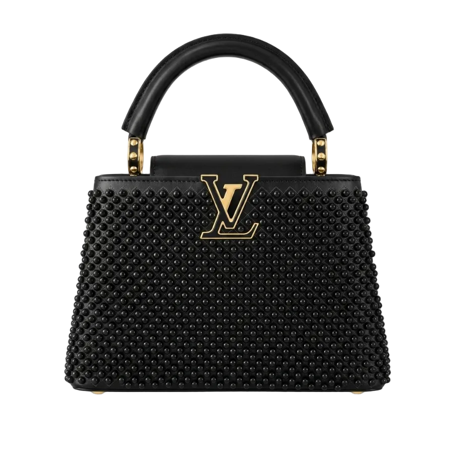 Luis Vuitn small size Embellished Top Handle Bag (Studded Noir) small size 18*14