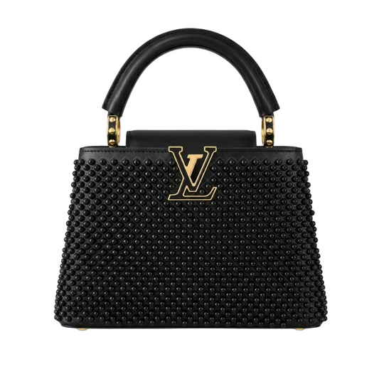 Luis Vuitn small size Embellished Top Handle Bag (Studded Noir) small size 18*14