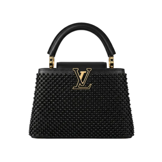 Luis Vuitn big size Embellished Top Handle Bag (Studded Noir) big size 27*17