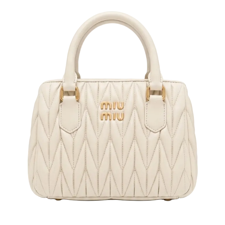 Mu Mu - Wander Matelassé Nappa Leather Bag – Chalk White Size 20*16