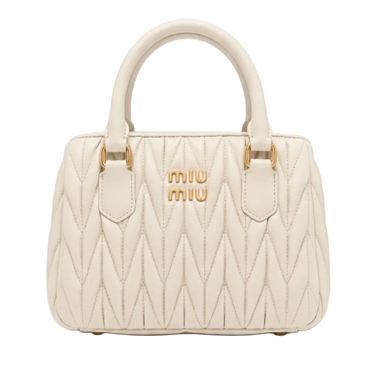 Mu Mu - Wander Matelassé Nappa Leather Bag – Chalk White Size 20*16