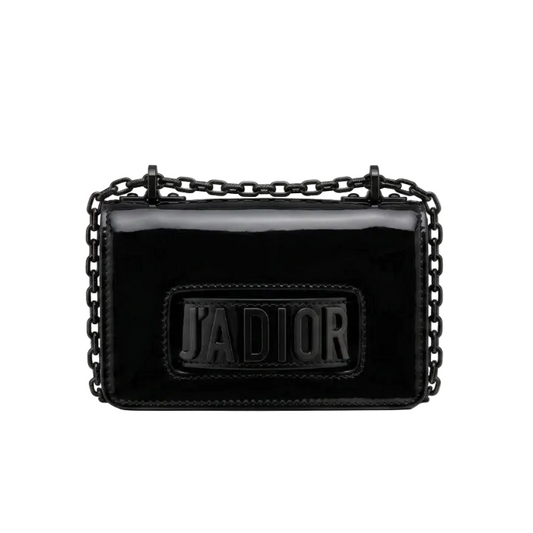 Dior Inspired Patent Leather Chain Shoulder Bag – Glossy Black