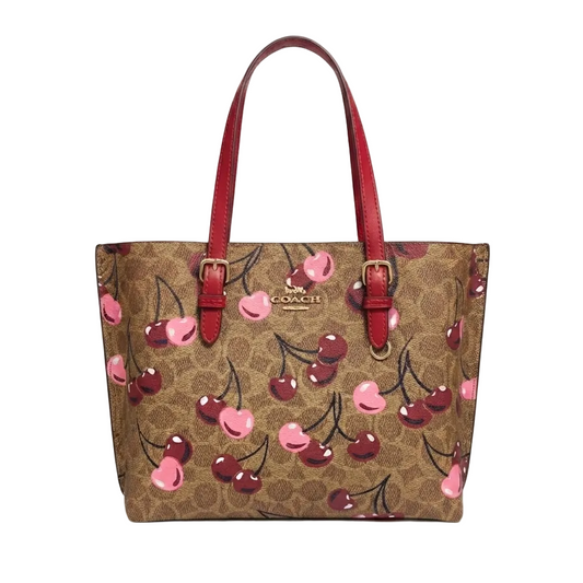 Coach Signature Cherry Print Tote Bag – Khaki Multi  32*21