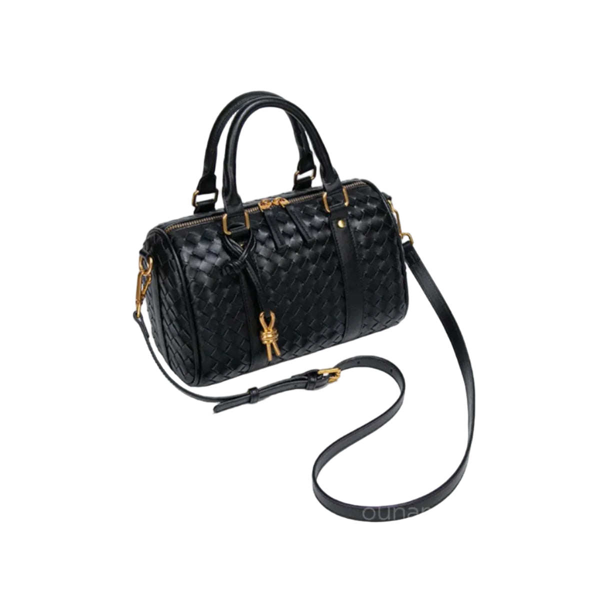 Bott Ven Small Bauletto Intrecciato Leather Bag in Black 25×19