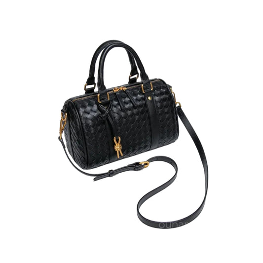 Bott Ven Small Bauletto Intrecciato Leather Bag in Black 25×19