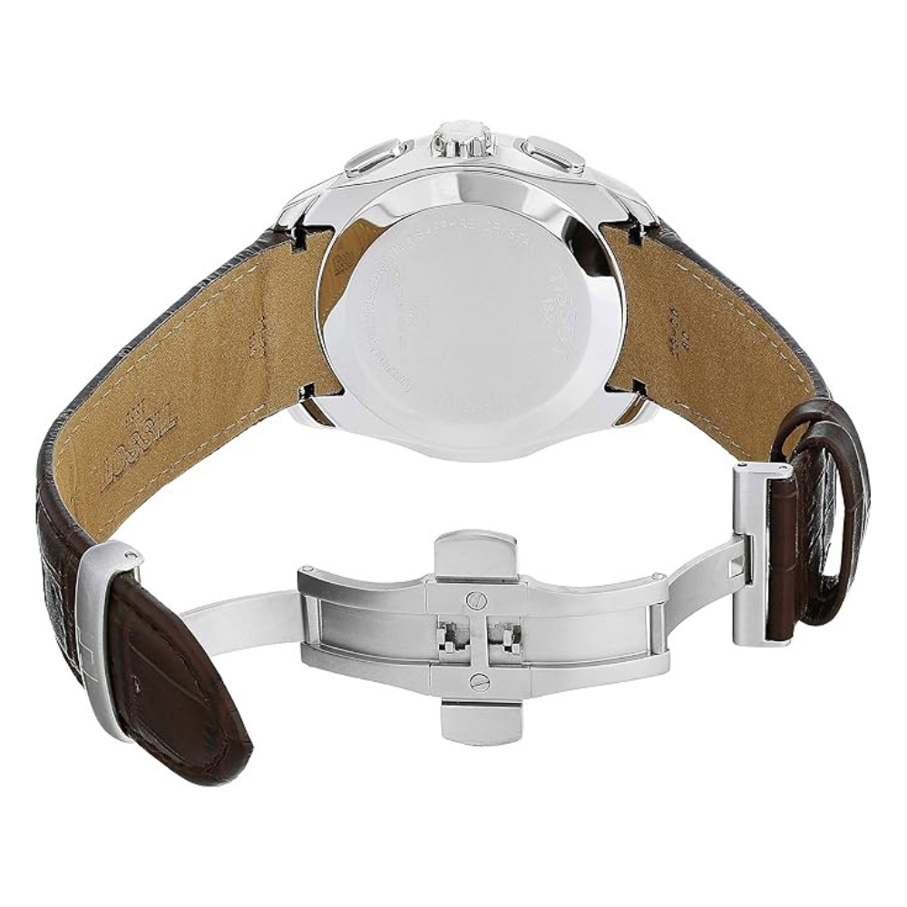 TIS Analog Black Dial Brown Leather Strap