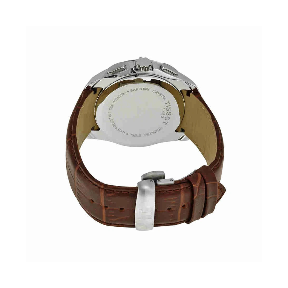 TIS Analog White Dial Brown Leather Strap