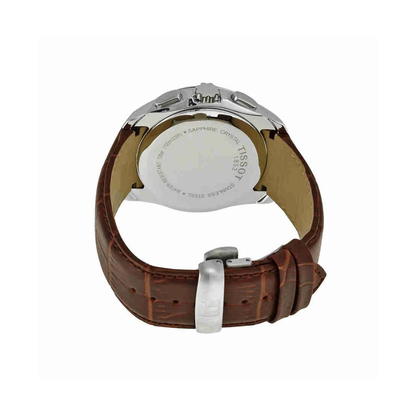 TIS Analog Black Dial Brown Leather Strap
