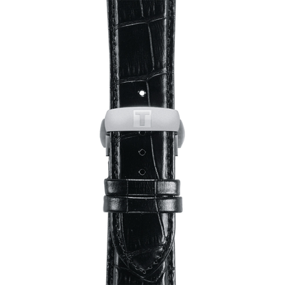 TIS Analog White Dial Black Leather Strap