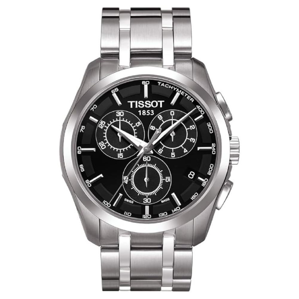 TIS Analog Black Dial stainless steel Strap
