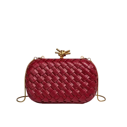 Bott Ven Knot Minaudière – Burgundy Intrecciato Leather with Chain 23*14