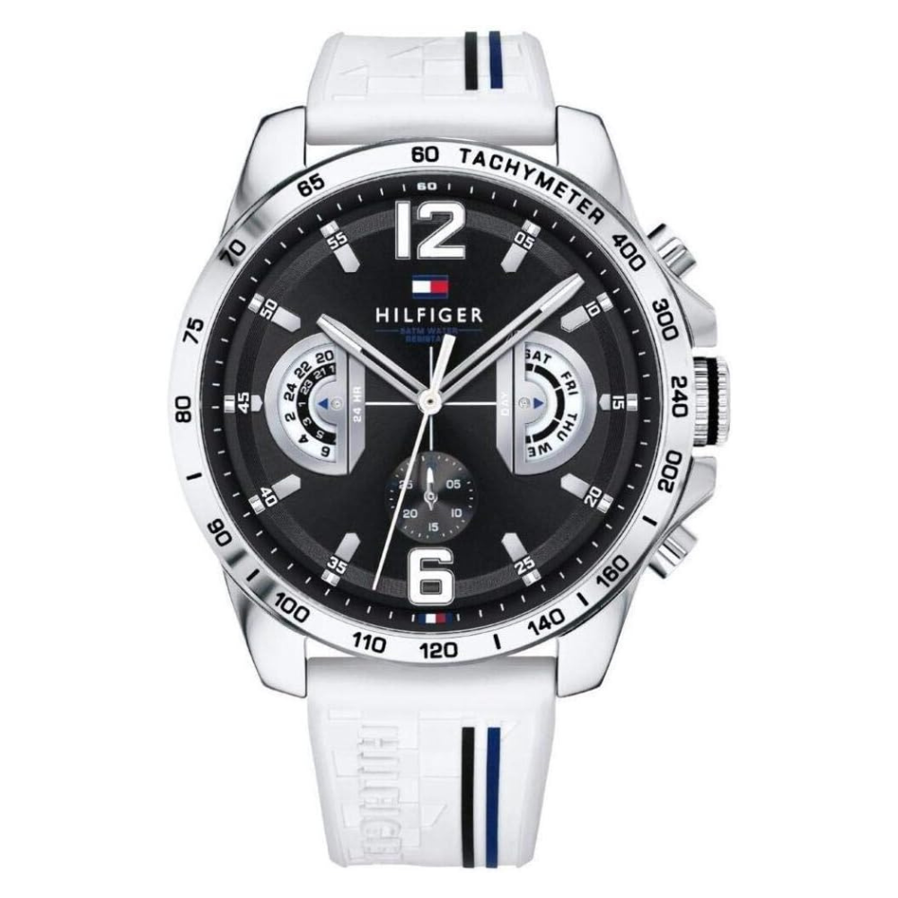 TOM  Men's Decker Black Dial White strap
