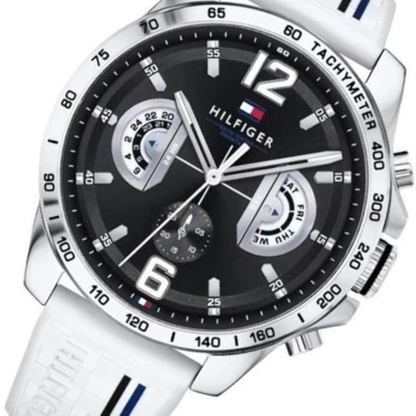 TOM  Men's Decker Black Dial White strap
