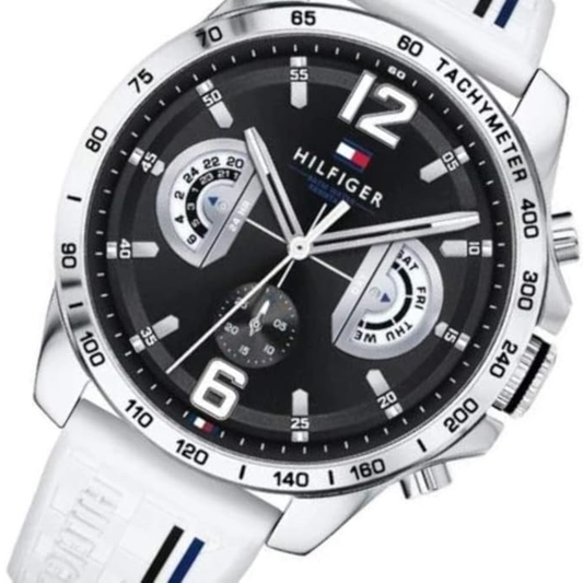 TOM  Men's Decker Black Dial White strap