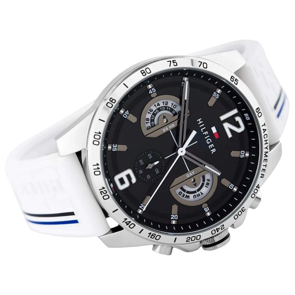 TOM  Men's Decker Black Dial White strap