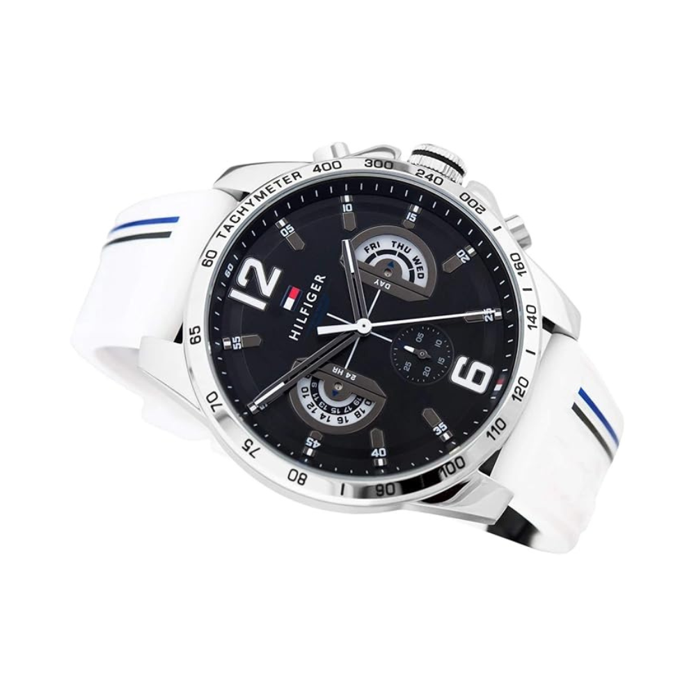 TOM  Men's Decker Black Dial White strap