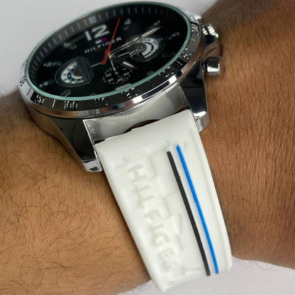 TOM  Men's Decker Black Dial White strap