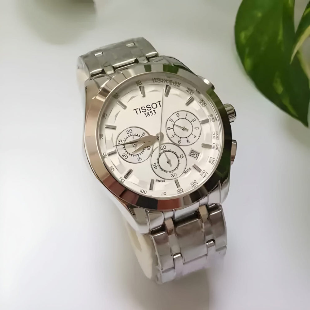 TIS Analog White Dial stainless steel Strap