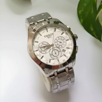 TIS Analog White Dial stainless steel Strap