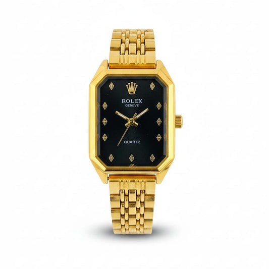 RO Quartz Square Golden Watch With Black dial for women
