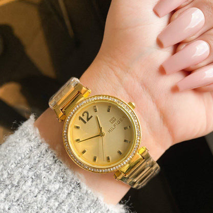 TOM  Crystal Bezel Gold With Gold dial for women