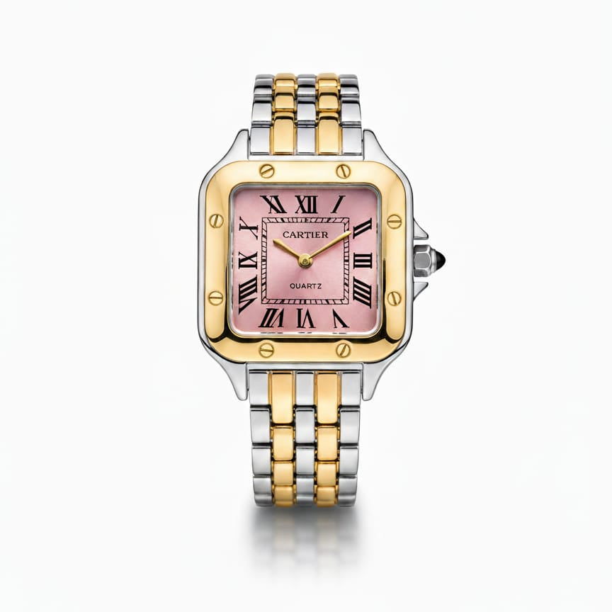 CRT Santos Lady woman Silver, Gold With Pink dial