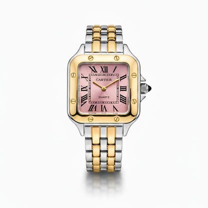 CRT Santos Lady woman Silver, Gold With Pink dial