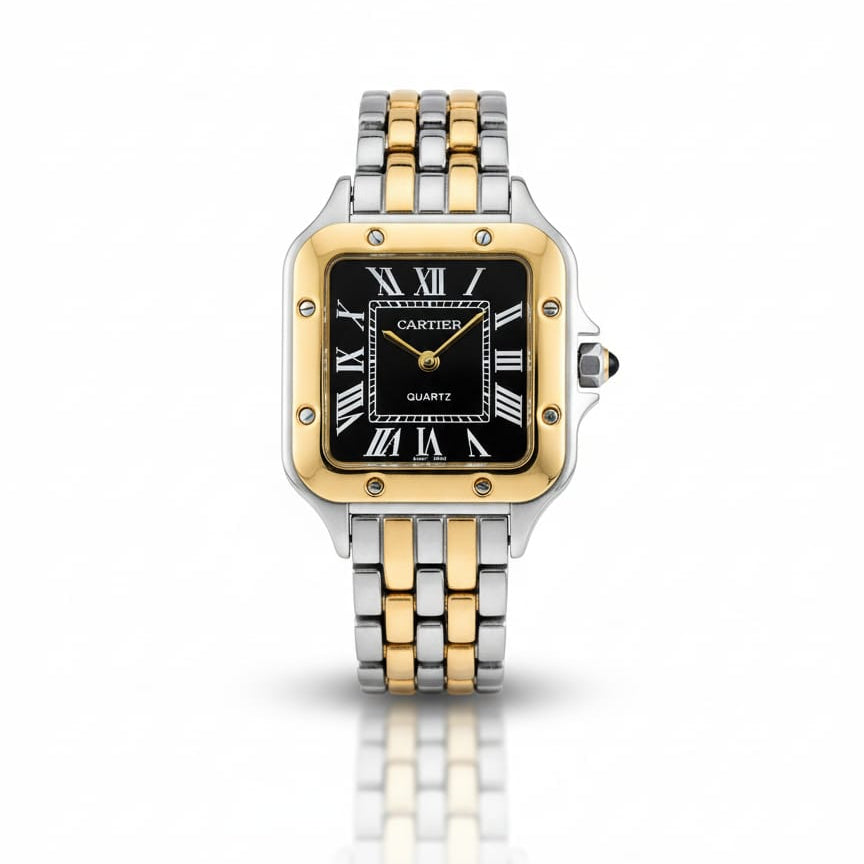 CRT Santos Lady woman Silver, Gold With Black dial