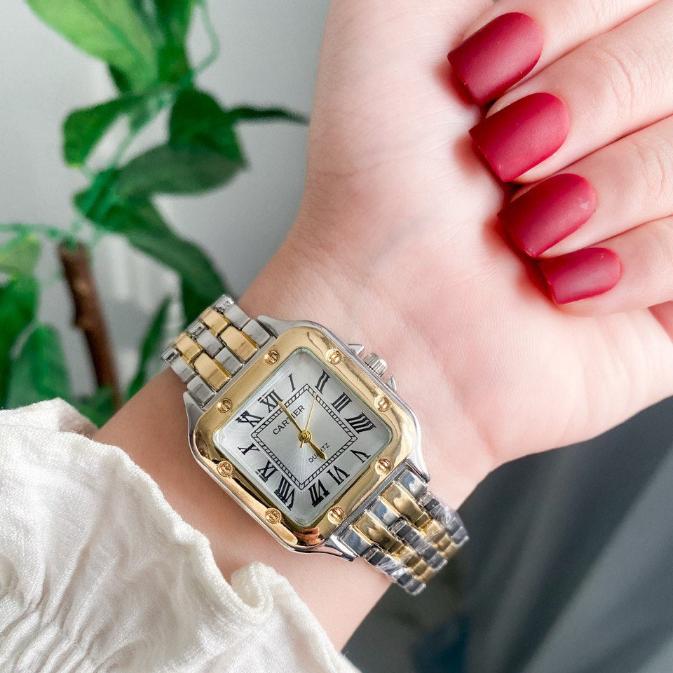 CRT Santos Lady woman Silver, Gold With White dial