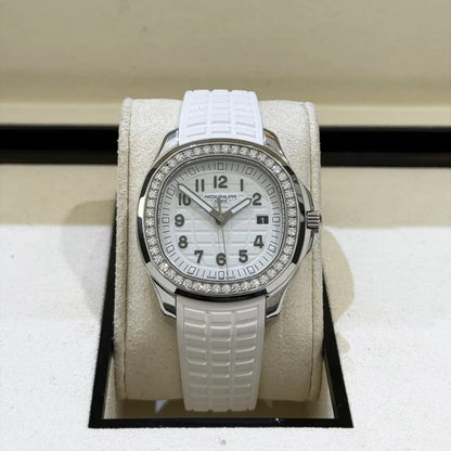 PP Aquanaut Luce Sliver, White strap with White dial