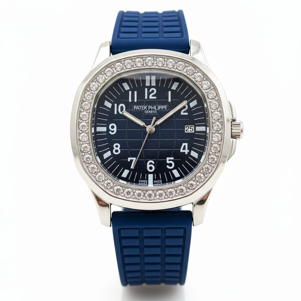 PP Aquanaut Luce Silver, Blue strap with Blue dial