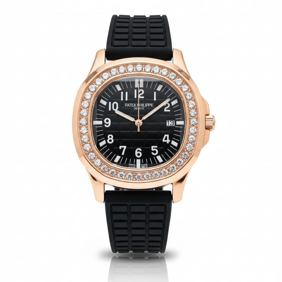 PP Aquanaut Luce Rose Gold, Black strap with Black dial