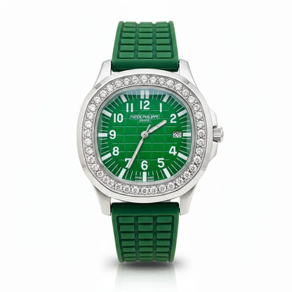 PP Aquanaut Luce Silver, Green strap with Green dial
