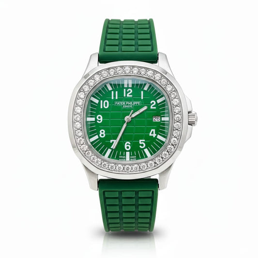 PP Aquanaut Luce Silver, Green strap with Green dial