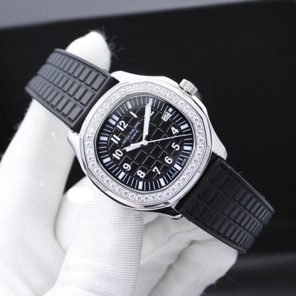 PP Aquanaut Luce Silver frame, Black strap with Black dial