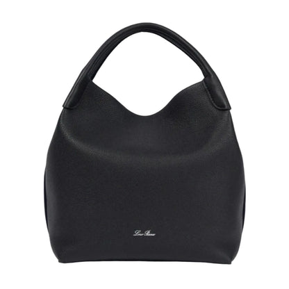 Lo Pia - Small Bale Bag – Navy Blue Grained Calfskin Size: 21 x 17