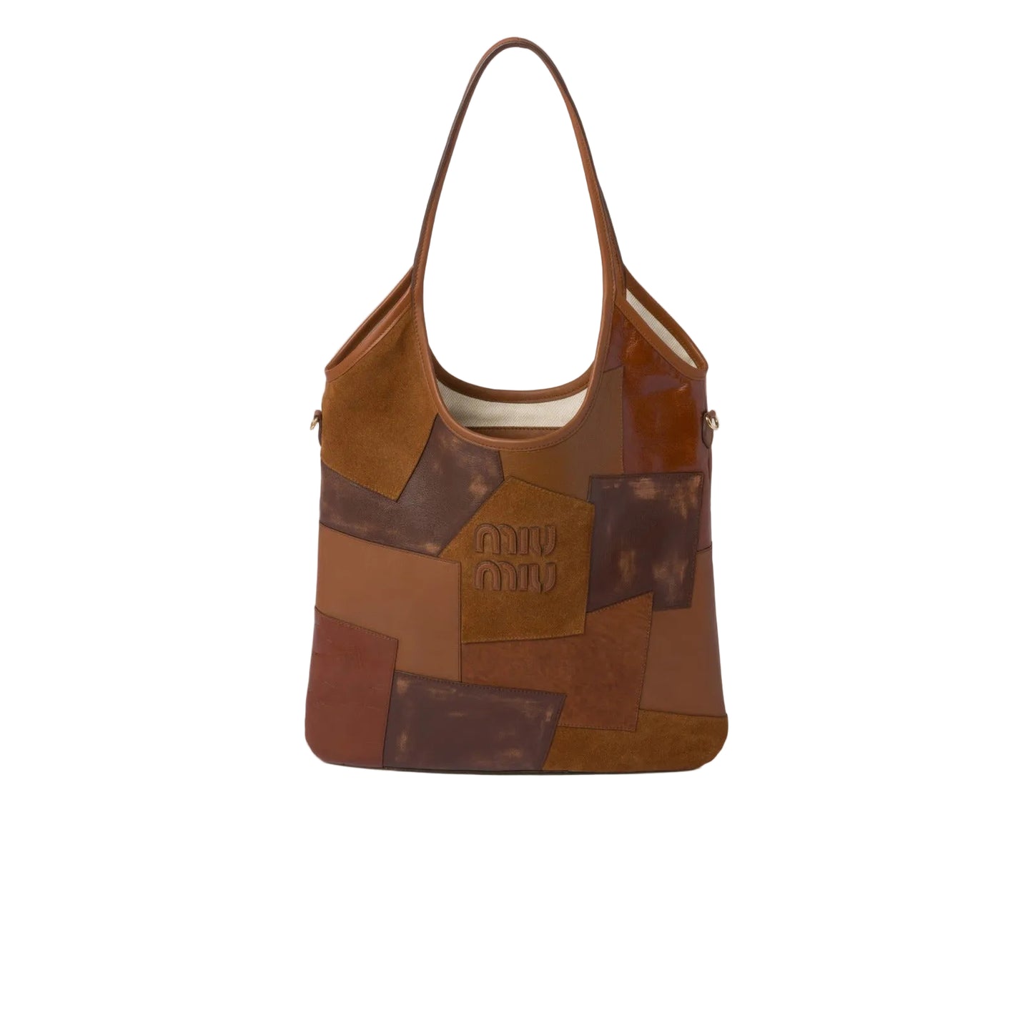 Mu Mu - Ivy Patchwork Leather Tote Bag – Cognac & Brown Size: 45*34