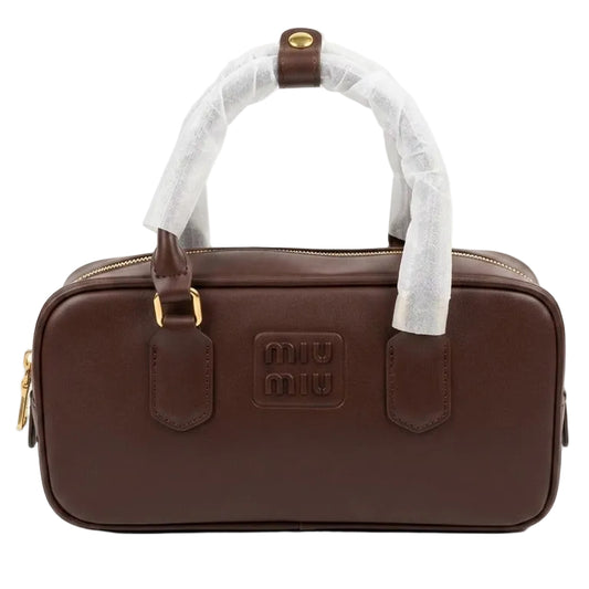 Mu Mu - Arcadie Leather Top-Handle Bag – Dark Chocolate Brown Size 27*13