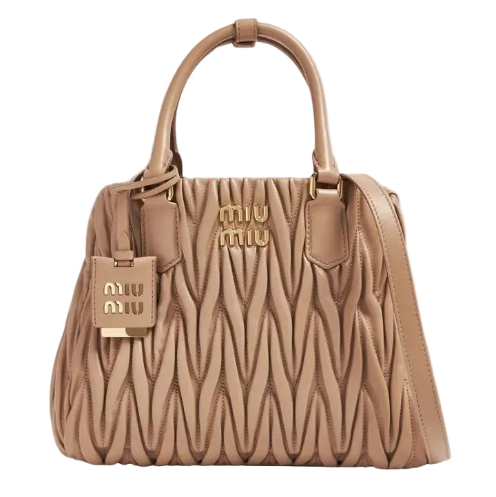 Mu Mu - Wander Matelassé Nappa Leather Bag – Cameo Beige Size 20*16