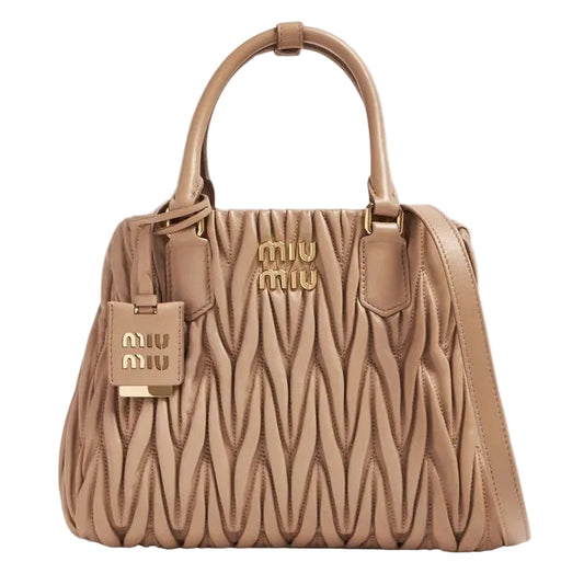 Mu Mu - Wander Matelassé Nappa Leather Bag – Cameo Beige Size 20*16