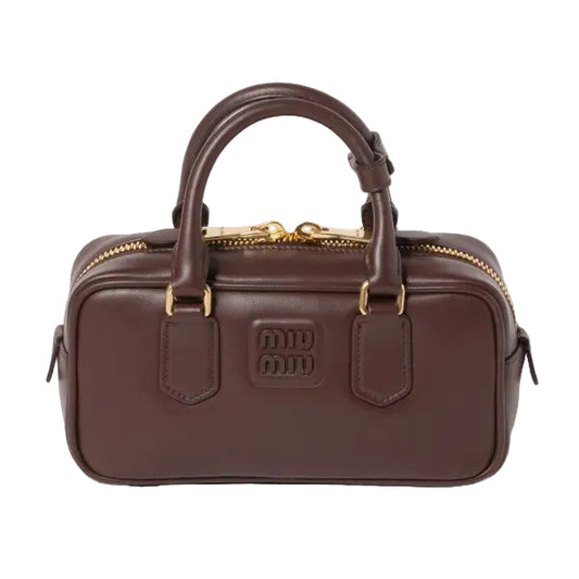 Mu Mu - Arcadie Small Leather Top-Handle Bag – Dark Brown Size 27*13