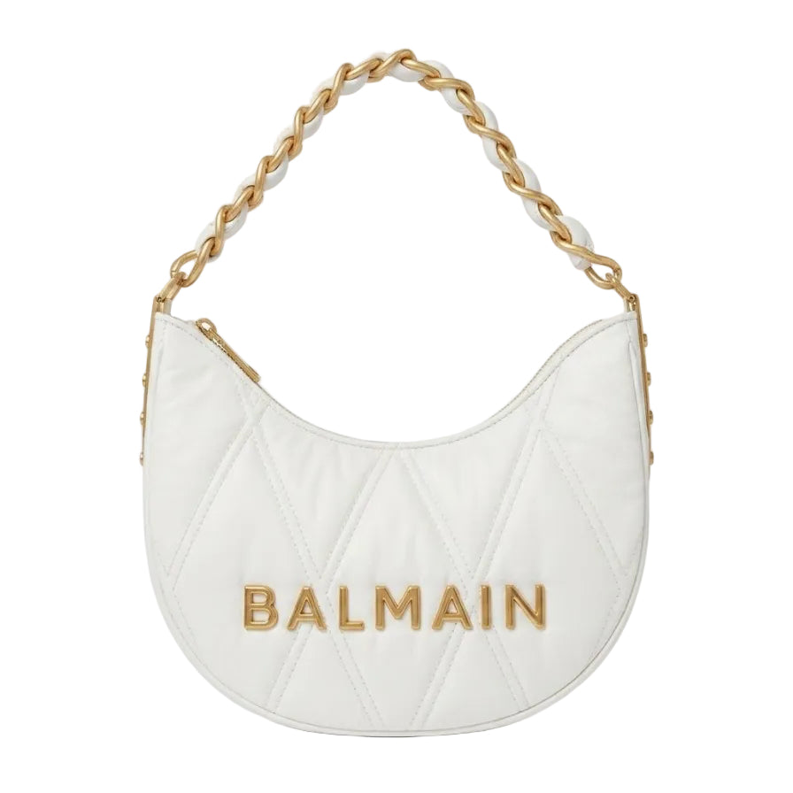 BALM -  1945 Soft Moon Shoulder Bag – White Monogram Leather Size: 27×17