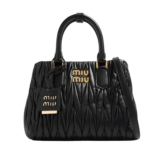 Mu Mu - Wander Matelassé Nappa Leather Bag – Black Size 20*16