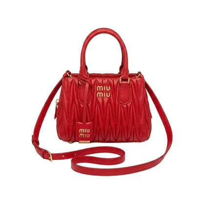 Mu Mu -  Wander Matelassé Nappa Leather Bag – Red Size 20*16