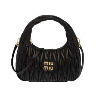 Mu Mu - Wander Matelassé Regenerated Nylon Hobo Bag – Black Size: 22*12